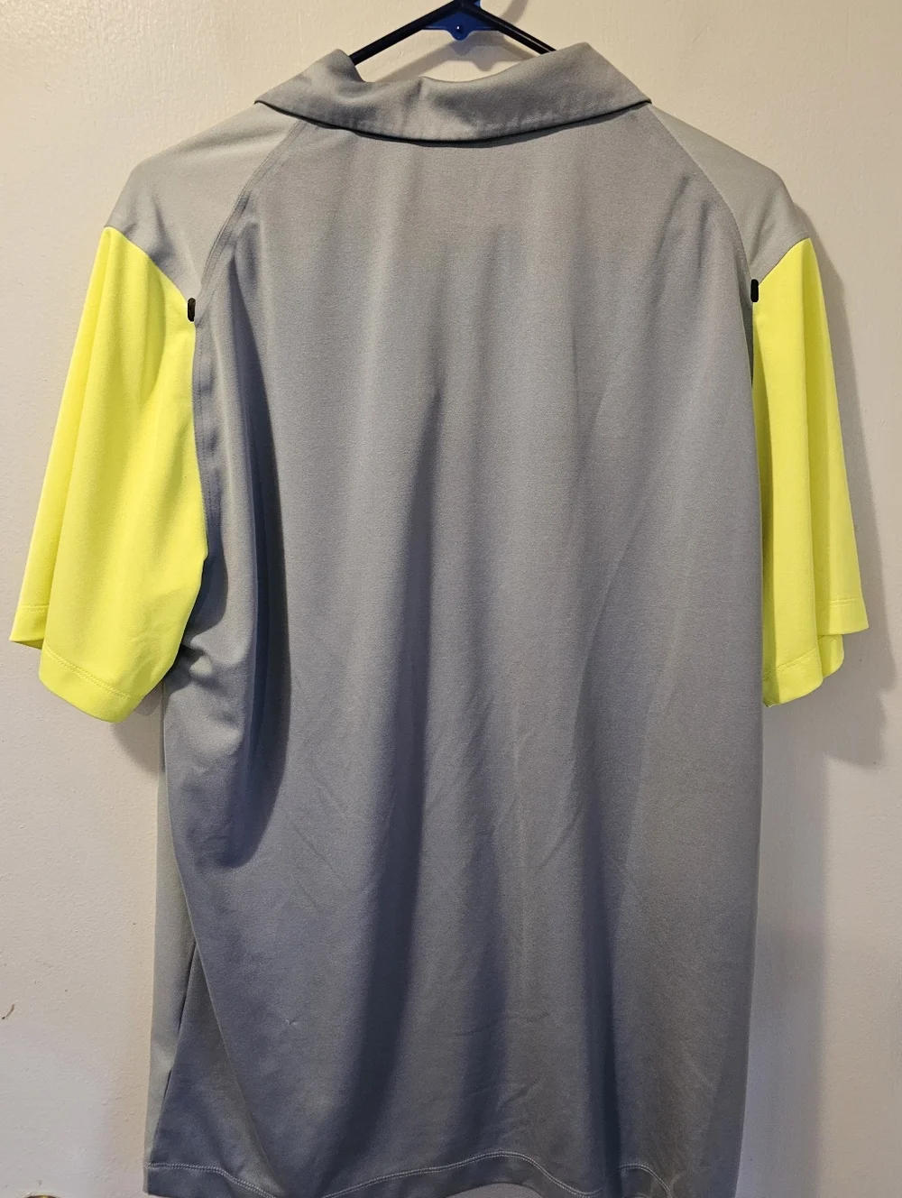 Nike Golf Dri Fit Shortsleeve Polo Gray Neon Yellow Shirt Men's Size L